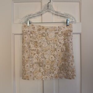 Tom Ford Floral Applique 100% Silk Skirt White EU 38 Vintage